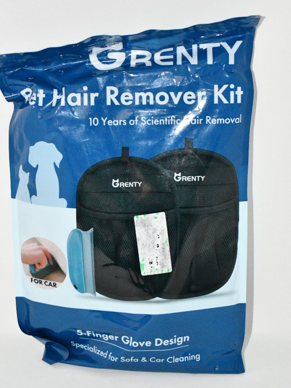 GRENTY Pet Hair Removal Gloves, 2 PCS, Electrostatic Fur Remover, Black, NWT